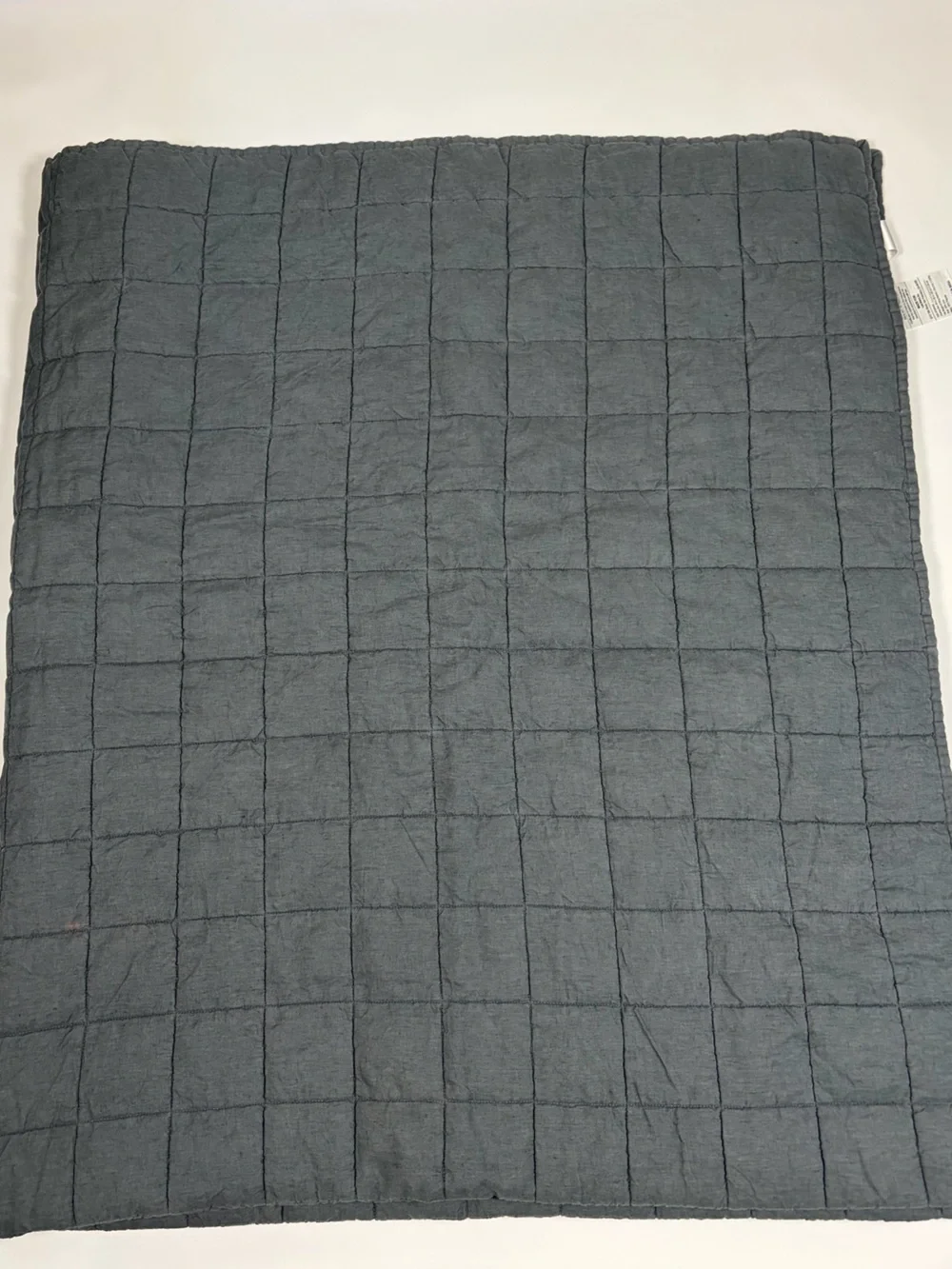 Quince European Linen Box Quilt Charcoal Full/Queen